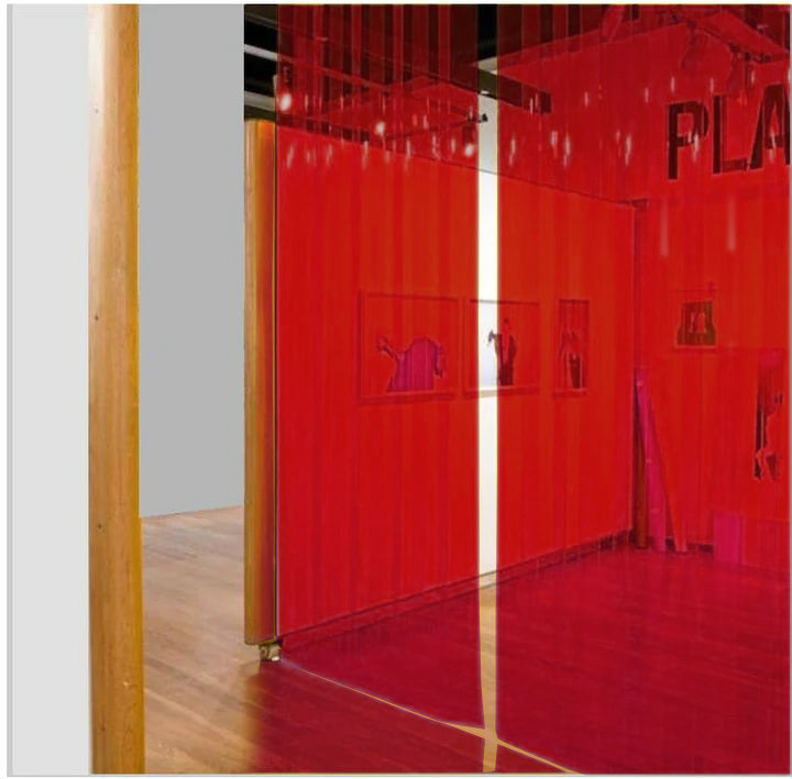 Gray Transparent Red Exhibition & Event Strip Curtains (Hook On)