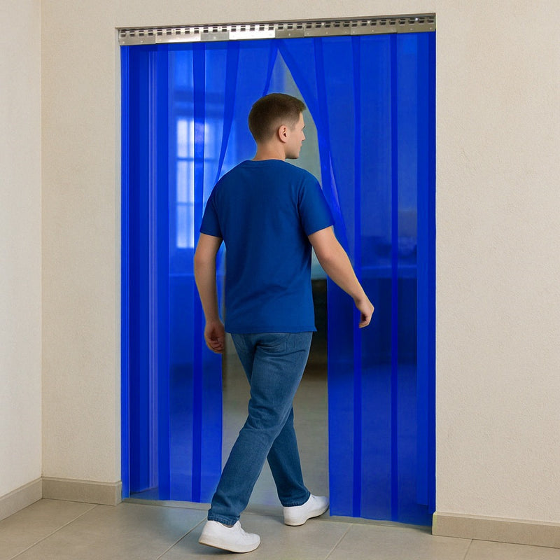 Transparent Blue Creative Interior PVC Strip Curtains (Hook On)