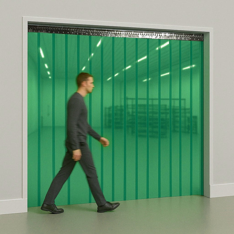 Transparent Green Coloured PVC Strip Curtains (Hook-on)