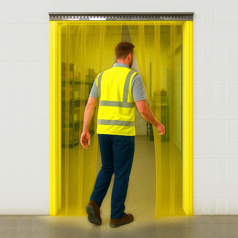 Transparent Yellow Exhibition & Event PVC Strip Curtains (Hook On)