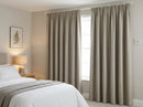 Sound Reducing Acoustic Window Curtains - Natural colour, pencil pleat heading, UK bedroom install