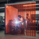 PVC Strip Curtain Material Welding Grade Red | 200mm Wide × 2mm | ISO25980 UV Protection | Per Metre installed in professional UK setting