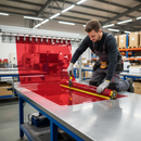PVC Strip Curtain Roll Transparent Red 50m | Durable UV-Resistant | Industrial Doorway UK installed in professional UK setting