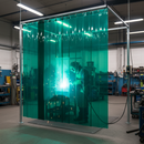 PVC Welding Curtain Roll Dark Green 50m | Anti-UV ISO25980 Certified | Workshop & Welding Bay UK installed in professional UK setting