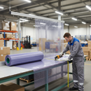 PVC Strip Curtain Roll Perforated Clear 50m | Ventilation & Airflow | Industrial Warehouse UK installed in professional UK setting