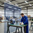 PVC Strip Curtain Roll Frosted 50m | Privacy Screen | Industrial & Commercial Doorway UK installed in professional UK setting