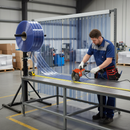 PVC Strip Curtain Roll Ribbed Clear 50m | Reinforced Heavy-Duty | Industrial Warehouse UK installed in professional UK setting