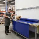 PVC Strip Curtain Roll Solid Blue 50m | Opaque Heavy-Duty | Privacy & Zone Marking UK installed in professional UK setting