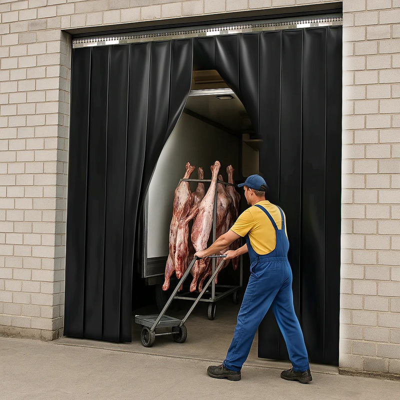 Abattoir Blackout Strip Curtains – Solid Black, Hook-On, Durable & Easy to Install