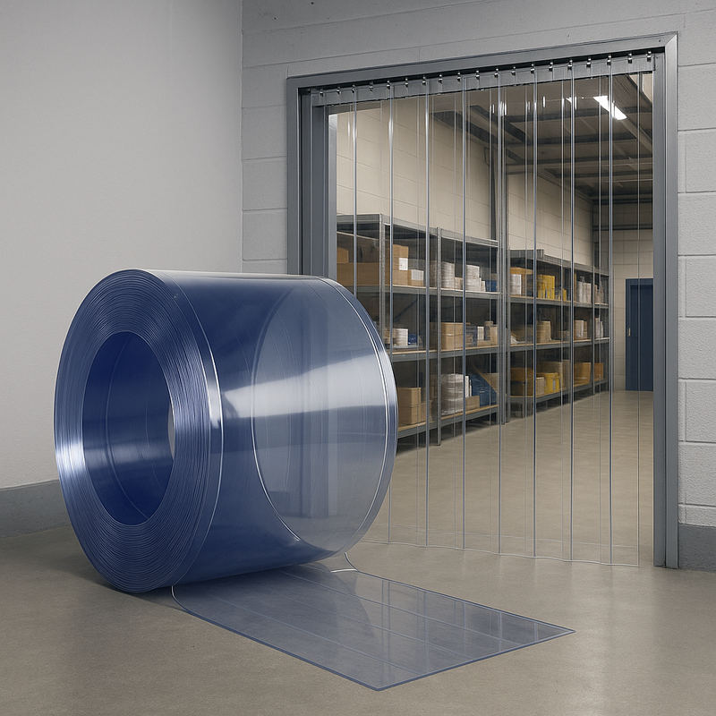 Heavy-Duty Clear PVC Strip Roll – 50m Bulk Roll for Industrial Strip Curtains, Cold Rooms & Dust Control