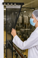 Hook-On Fly Mesh Curtain Replacement Strips Black Insect Mesh with Stainless Steel Plate - Antimicrobial & UV Resistant Ideal for Bug-Free Areas