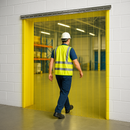 Transparent Yellow PVC Strip Curtain – Hook-On Industrial Door Screen for Exhibitions, Food Areas & Safety Zones (UV-Stable, UK-Made)
