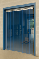 Transparent Blue PVC Strip Curtain – Hook-On Industrial Door Curtain for Temperature Control, Hygiene & Energy Saving (UK-Made)