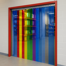 Transparent Rainbow PVC Strip Curtain – QuickMount Industrial Door Screen for Visual Zoning, Safety & Energy Efficiency (UK-Made)