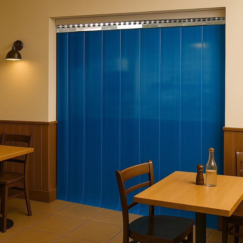 Transparent Blue Coloured PVC Strip Curtains (Hook-on)
