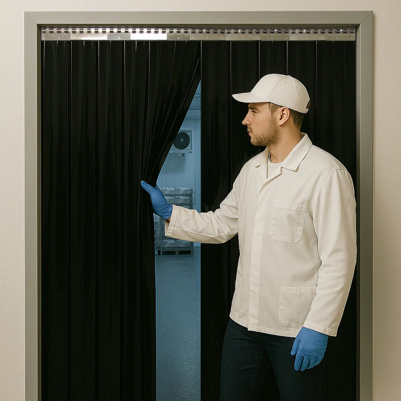 Solid Black PVC Strip Curtains – Hook-On, Durable & Easy to Install