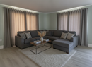 Sound Reducing Acoustic Window Curtains - Grey, installed in modern UK living room lounge