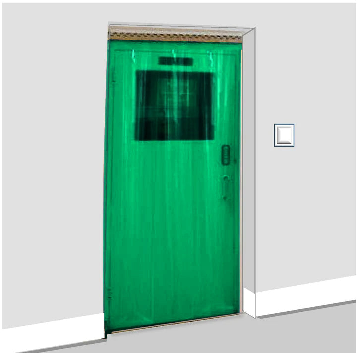 Light Gray Transparent Green Coloured Strip Curtains (Hook-on)