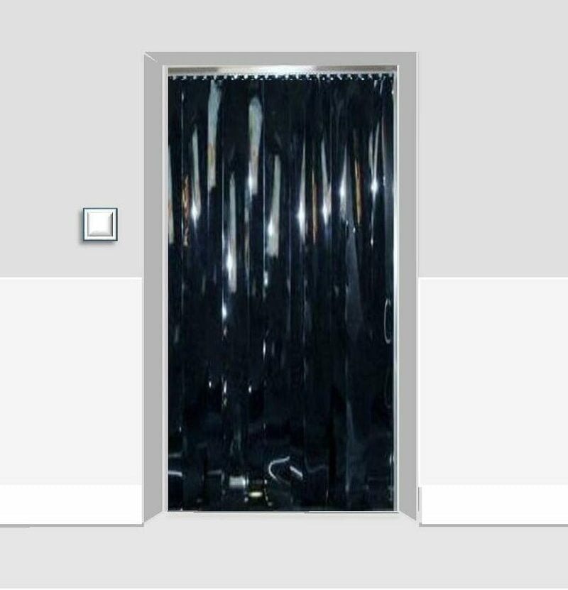 Light Gray Abattoir Blackout Strip Curtains Solid Black (Hook-on)