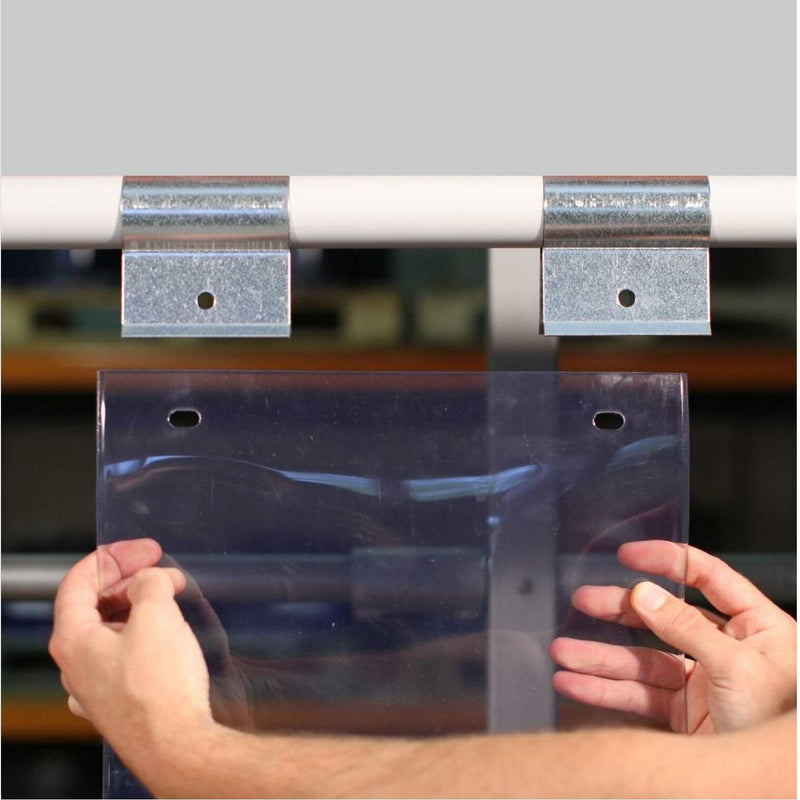 Gray Swivel Hinge Clear PVC Curtain Strips (300mm wide / 56% overlap) Linear Metre