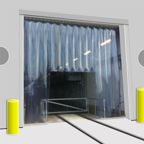 Gray Train Shed Strip Curtains (Swivel Hinge) - Rail Bracket ( R1 Face Fit )