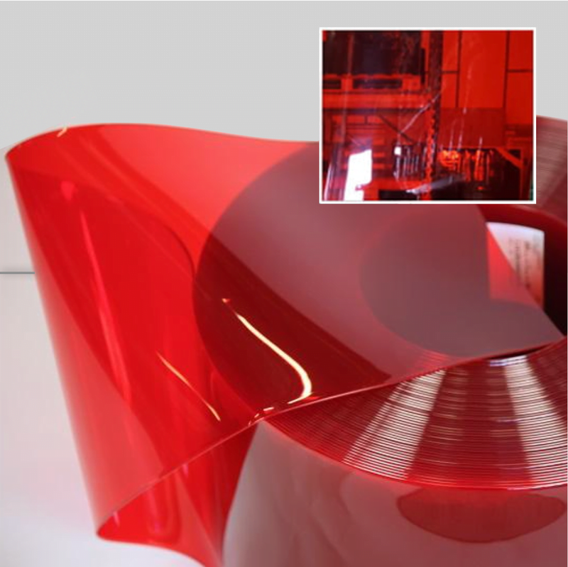 Light Gray Transparent Red PVC Rolls (50m)